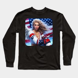 American Woman Ice Hockey Player #17 Long Sleeve T-Shirt